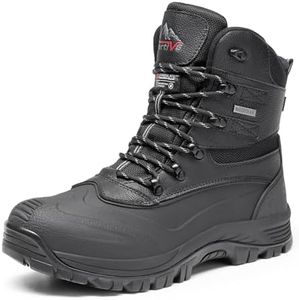 NORTIV 8 Men's Insulated Waterproof Construction Rubber Sole Winter Snow Boots 2160443 Black Size 10 M