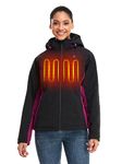 ORORO Women's Slim Fit Heated Jacket with Battery Pack and Detachable Hood (Black&Purple,S)