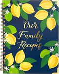 Teal Petal Blank Recipe Book To Write In Your Own Recipes - Family Recipe Notebook, Hardcover Blank Cookbook for Keepsake Recipes Journal Large 8x10.5" Navy Lemons