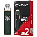 O XVA Xlim Pro 2 Vape Kit - E-cigarette Starter Vape Kit, Long Lasting 1300mAh Battery, 30w, USB Type-C, Fast Charging, HD Color Display, Inhale and Button Activation, No Nicotine (Green Python)