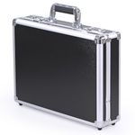 DOMOHO Aluminum Briefcase 42(L) x10.6(D) x30.7(H) CM Attache Case Laptop Case with Dual Code Lock Business Travel Case Suitcase Black (Medium)