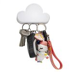 TWONE White Cloud Magnetic Wall Key Holder - Novelty Adhesive Cute Key Hanger Organizer, Easy to Mount - Powerful Magnets Keep Keychains and Loose Keys Securely in Place