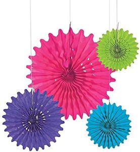 Bright Assorted Tissue Fans - Party Decor - Hanging Decor - Tissue - 12 Pieces