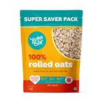 Yogabar 100% Rolled Oats 1 kg Pouch | Premium Golden Rolled Oats, Gluten Free Oats with High Fibre, Non GMO | Healthy Food with No Added Sugar | Diet Food for Weight Management - 1 kg