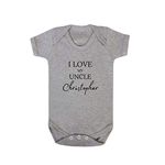 Second Ave Cute Personalised Baby Grow I Love My Uncle Babygrow Vest Grey Shortsleeve Bodysuit Gift