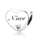 MsRosy New Women's S925 Sterling Silver Hearts Charms Moments For Bracelets and Necklaces Gift For All the Family and Friends (Niece charm)