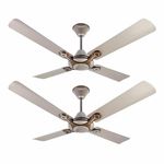 Havells 1200mm Leganza ES 4B Ceiling Fan | Best fan in 4 Blade, Premium Finish Decorative Fan, High Air Delivery | Energy Saving, 100% Pure Copper Motor, 2 Year Warranty | (Pack of 2, Mist Honey)