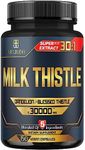 30000mg Milk Thistle Supplement - Added Dandelion Root, Blessed Thistle, Artichoke, Chanca Piedra - 150 Capsules for Digestive, Mind Health, Energy Production & Immune Support