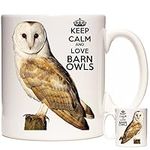 BARN OWL Mug, Keep Calm and Love Barn Owls. White Ceramic Mug with a Picture of a Beautiful Barn Owl