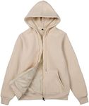 Flygo Women's Zip Up Hoodie Winter Sweatshirt Fleece Sherpa Lined Warm Jacket(Khaki-S)