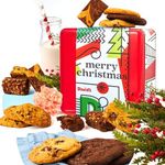 David's Cookies Merry Christmas Cookies and Brownies Gift Basket - Fresh Baked Assorted Cookies & Brownies Tin - Handmade Christmas Cookies and Brownies, Gourmet Holiday Food Gift for Family & Friends