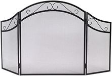 Sunnydaze Elegant Scrolling Design Steel 3-Panel Fireplace Screen with Black Powder-Coated Finish