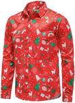 J&DHUASHA Christmas Hawaiian Shirt for Men Short Sleeve Button Down Santa Vacation Dress Shirts, Christmas C1016, XX-Large