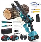 Mini Chainsaw, 8000mAh Brushless Mini Chainsaw Cordless Compatible with Makita Batteries, Automatic Lubricator 1000W Battery Chainsaws, 6 Inch Small Electric Chain Saw with 3 Chains for Cut Wood Tree