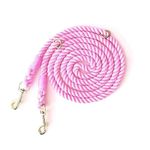 Tesitehi Multifunctional Rope Dog Leash 7.5 FT with Adjustable Double Swivel Hook Hands Free for Small Medium and Large Dogs Running Hiking Camping Walking (Tender Pink)