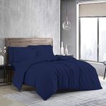 MistyMorning Plain Duvet Cover sets, Soft & Premium quality Bedding & Linen, Egyptian Cotton with 200 Thread Count. (Navy, Double)