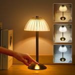 Lixada Rechargeable Cordless Table Lamp USB LED Battery Desk Lamp with Touch Control Dimmable 3 Light Colors Bedside Lamp Reading Lamp for Bars Restaurants Coffee Shop Living Room