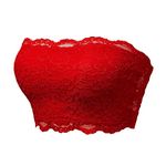 MKYFOOK Ladies Seamless Top Lace Beauty Back Chest Wrapping Underwear Sparkly Garter Belt (Red-g, L)