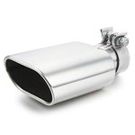 Rectangle Exhaust Tip 2.5" Inlet, A-KARCK Polished Square Exhaust Tailpipe Tip 3" x 5.5" Outlet 9.5" Long, Clamp on Design Easy Installation