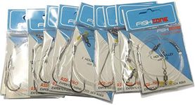 FISHZONE RIG PRO SERIES - 1 Hook PULLEY RIG size 3/0 x 10 Packs of Single Type Commercial Quality - Single Hook - PULLEY Ready Tied Rigs - Ideal for Sea Surf Casting Fishing (80lb Main - 30lb Snood)