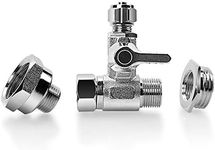 Frizzlife 1/2" and 3/8" Brass Feed Water Adapter - 3/8" Comp with 1/2" Converter Fitting and 1/4 inch OD Compression Angle Stop Valve Adapter for Reverse Osmosis Water Filters, Coffee Brewers