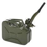 Petrol Can 10L, Jerry Can Fuel Can Fuel Oil Storage Can Metal Petrol Diesel Tank with Spout, Metal Water Container Cans Large Liquid Storage Canister For Diesel,Petrol,Oil& Water Container, Army Green