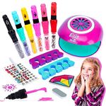 7-8-9-10-11-12-Year-Old Girls Gifts: Kids Nail Polish Set for Girls Toys Ages 8-12 Birthday Presents Gift Nails Salon Craft Kits for Girls Ages 7-12 Spa丨Makeup Kit for Girls 10-12 Nail Art Studio