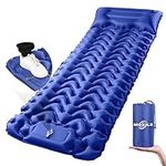 MOXILS Sleeping Pad Ultralight Inflatable Sleeping Pad for Camping, 75''X25'', Built-in Pump, Ultimate for Camping, Hiking - Airpad, Carry Bag, Repair Kit - Compact & Lightweight Air Mattress(Blue)