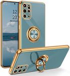 DUEDUE Samsung Galaxy S20 Plus Case with Ring Holder Kickstand 360 Degree Rotation Magnetic Car Finger Soft TPU Slim Cover Shockproof Protective Phone Case for Samsung S20 Plus 6.7", Gray Green