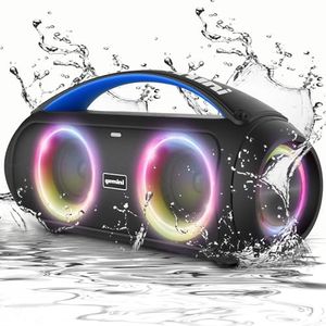 Gemini Sound GGO-230L 50W Bluetooth Speaker Boombox: Portable Wireless IPX5 Waterproof Speaker with FM Radio, LED Party Lighting, Power Bank, and Long-Lasting Rechargeable Battery