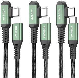 Kobilar USB C to USB C Cable, USB C Charger Cord Right Angle, Fast Charger USB C 90 Degree for iPhone 15/16 Pro Max Plus, iPad Pro, USB C Cable for Samsung S24 S23 S22 (3pack-1.5+5+10ft)