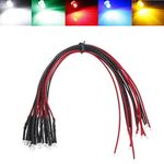 MASUNN LED Light Bulb 20cm Pre Wired 3mm 12V DC Colorful F3 Flat - Red