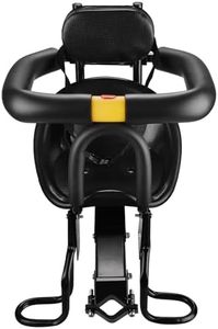 Lixada Safety Child Bicycle Seat Bike Front Baby Seat Kids Saddle with Foot Pedals Support Back Rest for MTB Road Bike (Black(with soft backrest))