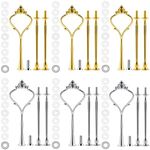 6 Set Tiered Tray Hardware for Cake Stand Mold Crown 3 Tier Cake Stand Fittings Hardware Holder for Wedding and Party Making Resin Cupcake Dessert Platter Serving Stand (Gold & Silver, M)