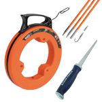 Klein Tools 80022 Wire Pulling Tool Set with 50-Foot Steel Fish Tape, Jab Saw, 12-Foot Lo-Flex Fish Rod Set, for Electrical Work, 3-Piece