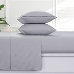 Tribeca Living Solid Flannel Full Sheet Set, Super Soft 100% Cotton, Extra Deep Pockets, Grey