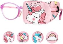 Astropic Cotton & Silk Eye Patch for Kids Glasses (Left Eye, Pink Hair Unicorn)