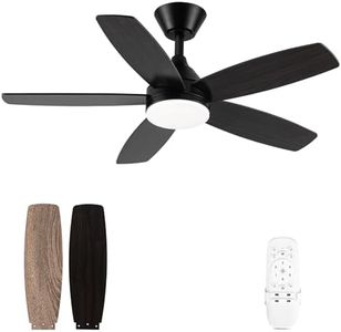Kayleik Black Ceiling Fan with Light, 42 Inch Low Profile Ceiling Fan with Remote Control, Double-Sided Blade, Reversible DC Motor, Indoor/Outdoor Modern Ceiling Fan for Living Room Kitchen Bedroom