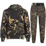 A2Z 4 Kids Girls Boys Unisex Plain Tracksuit Hooded Sweat - T.S Plain 105 Camo Green 11-12