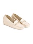 Shoetopia Women's Zip Loafers Cream