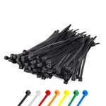 Abacus Range Black Cable Ties 2.5mm x 200mm, Pack of 100, Secure Self-Locking, 8” Nylon Zip Ties, High Tensile Strength Premium Plastic Cable Tie for Home, Office, Cables, Wires, Garden, DIY Projects