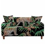 Fansu Stretch Slipcover Sofa Cover, Universal Settee Loveseat Couch Covers 3D Leopard Print Non Slip Elastic Sofa Covers Soft Removable Washable Pet Furniture Protector (Butterfly,3 Seater)