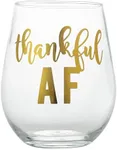 Thankful AF Wine Glass, Thanksgiving Wine Glass, Fall Wine Glass, Thanksgiving Glassware, Happy Thanksgiving Gifts, Autumn Wine Glass, Stemless Turkey Glasses for Friendsgiving & Holiday Gatherings