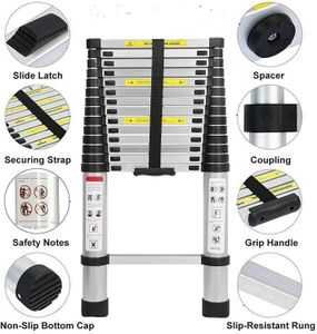 5M Telescopic Aluminium Ladder – Lightweight Extendable