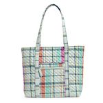 Vera Bradley Cotton Vera Tote Bag, Pastel Plaid - Recycled Cotton, One Size