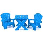 COSTWAY Kids Table and Chairs Set, Toddler Activity Table with Adirondack Chairs, Plastic Children Furniture for Playroom, Picnic, Garden, Backyard (Blue)