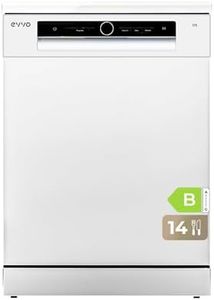 EVVO Lavavajillas 60 cm Ancho, Capacidad para 14 Cubiertos y Con Tercera Bandeja, Eficiencia B, 8 Programas Incluye, Lavado Inteligente, Zone Wash, Inno wash, Apertura Automática, Modelo: D5 Blanco