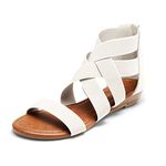 DREAM PAIRS Women's Elastic Ankle Strap Low Wedges Sandals,Size 8.5,A-White,ELASTICA8,Size 8.5,A-White,ELASTICA8