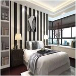 QIHANG Modern Minimalist Vertical Striped Pvc Wallpaper Black&white Color 0.53m*10m=5.3m2