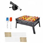 FRIEDERICH Charcoal Barbeque Grill - Portable Free Standing Folding Bbq Grill(2 Spatula,1 Bbq,10 Skewers,1 Air Blower) Barbeque,Outdoor Tools For Camping Hiking Picnics Traveling. (Bbq)